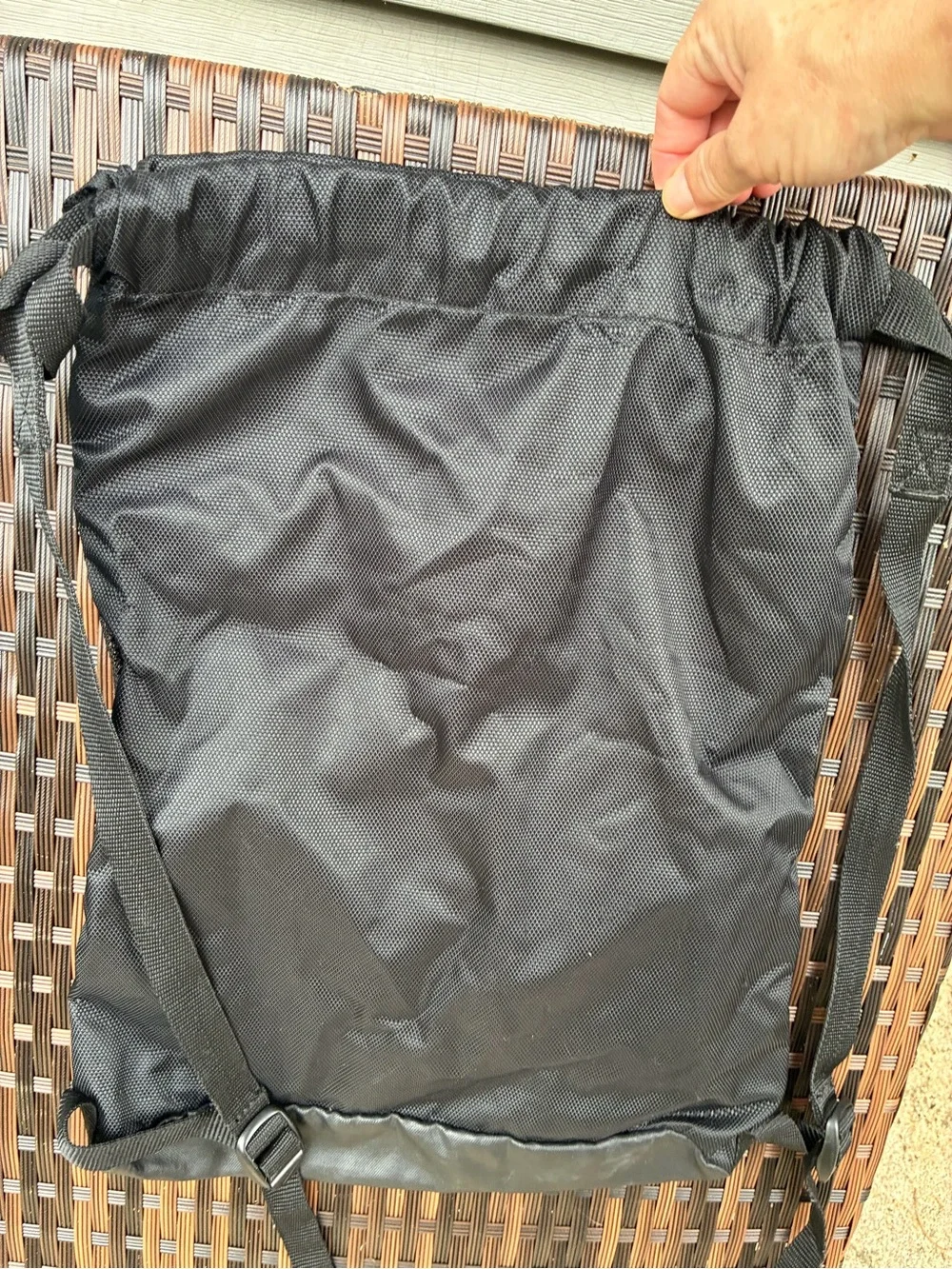 Vtg Y2K Nike Black Drawstring Backpack with White Logos